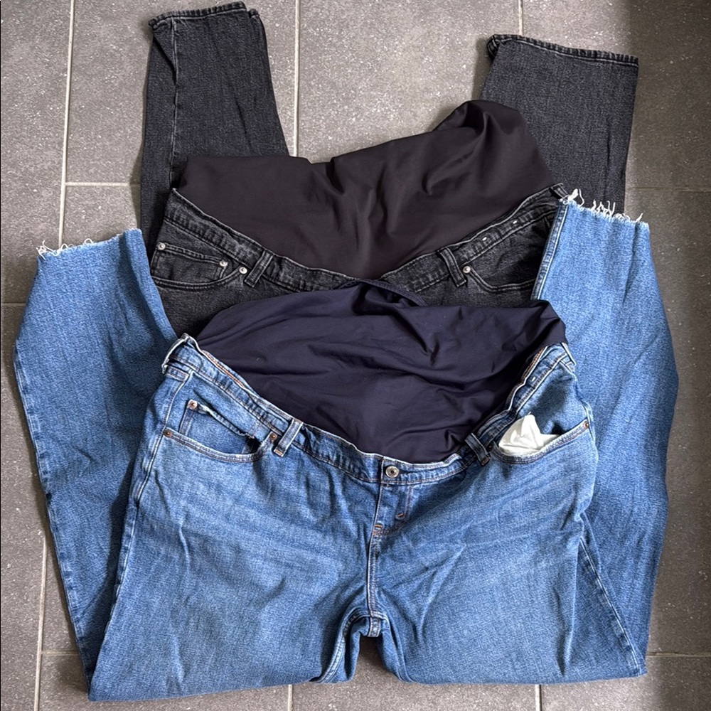 Abercrombie & Fitch A&F Maternity Panel Jeans Blue & Black Denim